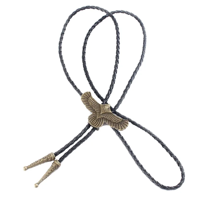 Винтажный ковбойский мужской галстук BOLO Slide Clip Fly Eagle из искусственной кожи
