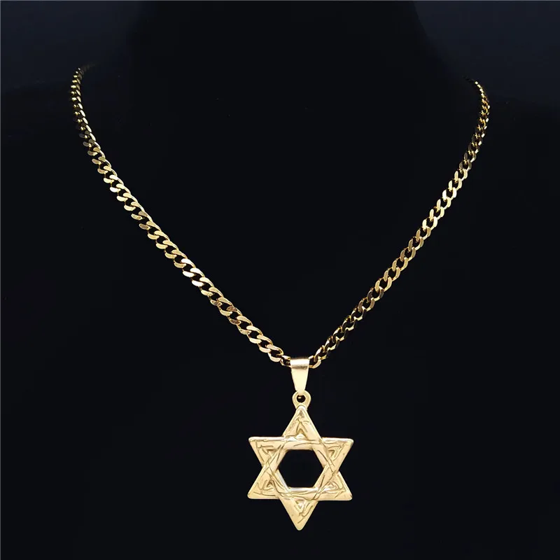 פאנק ניחוש הקסגרמה זהב צבע נירוסטה מגן דוד יהודית קמע חסר צוואר נשים/גברים תכשיטי bijoux femme NAA17