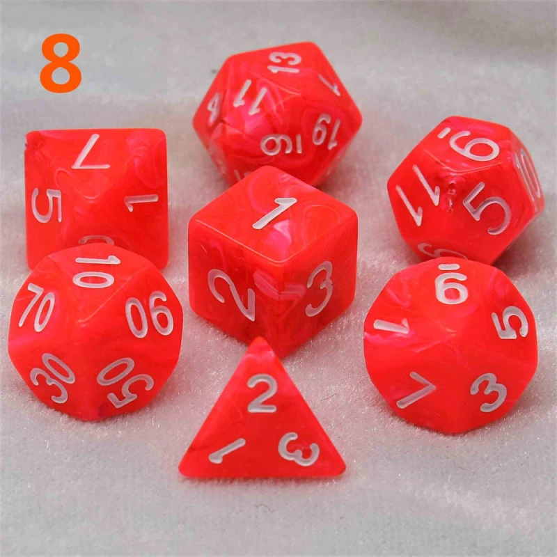 7 шт./компл. 9 Цвета многогранные кости d& d4 d6 d8 d10 d% d12 d20 многогранные TRPG игры Набор Игральный костей Настольная игра развлекательные кубики