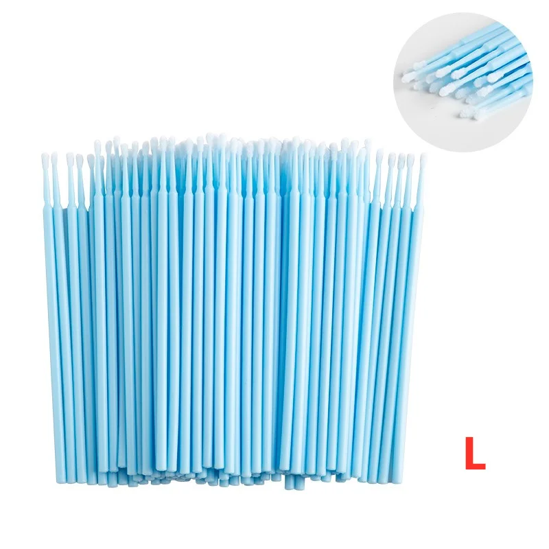 Light Blue L 100 шт./пакет одноразовая микрощетка ресницы человека Расширение Удаление ресниц тампон микро щетка для наращивания ресниц Инструменты - Цвет: Light Blue L