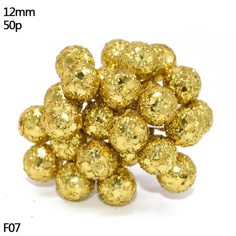 G07-50pcs gold Рождественский красный цветок, искусственный цветок, тычинки, вишневые ягоды, сделай сам, Рождественский венок, ремесло, Свадебная вечеринка, товары для украшения дома - Цвет: G07-50pcs gold