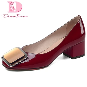 

Doratasia 2020 Dorpship Big Size 42 Square Toe Cow Skin Genuine Leather Office Lady women's Shoes Pumps