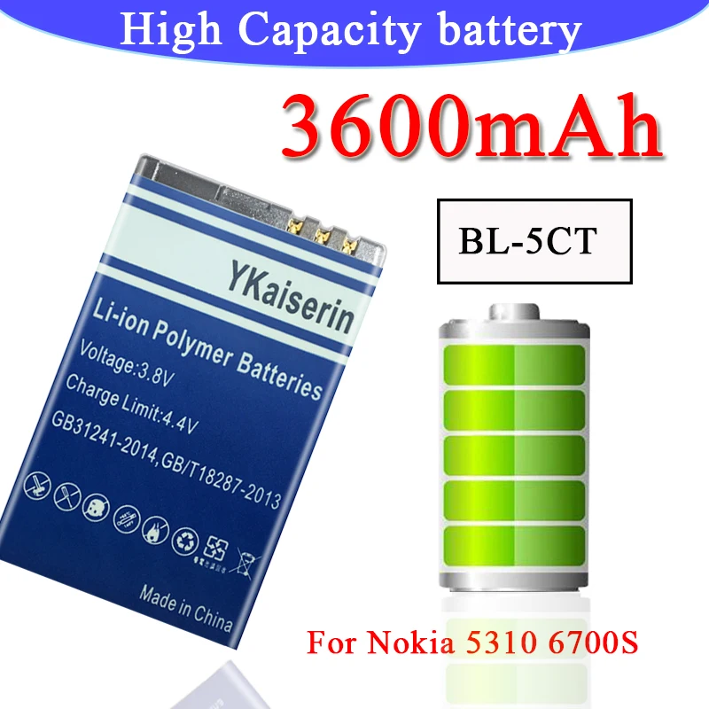 3600 мАч Замена телефон Батарея BL-5CT BL5CT батареи для Nokia 3720 5220 5220XM 6730 6330 6303i C5-02 BL 5CT +