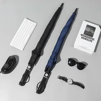 

23-Inch Automatic Open Golf Long Umbrella Fiber Bone Straight Pole Umbrella clear umbrella black umbrella reverse umbrella