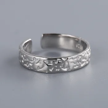 

925 Whole Body Silver Irregular Tin Foil Pattern Ring for men and women Retro Personality Temperament Neutral Exquisite Jewelry
