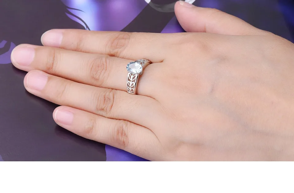 Обручальное кольцо, 1.16Ct, натуральный драгоценный камень, аквамарин, Одноцветный, 10 к, белое золото, хорошее модное ювелирное изделие с камнем для женщин, подарок, новинка