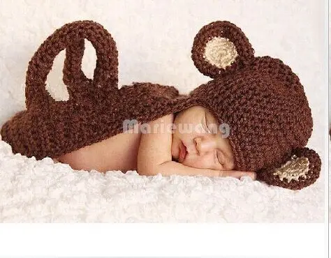 Модный детский костюм ручной вязки для новорожденных мальчиков и девочек, реквизит для фотосессии, шапка, штаны