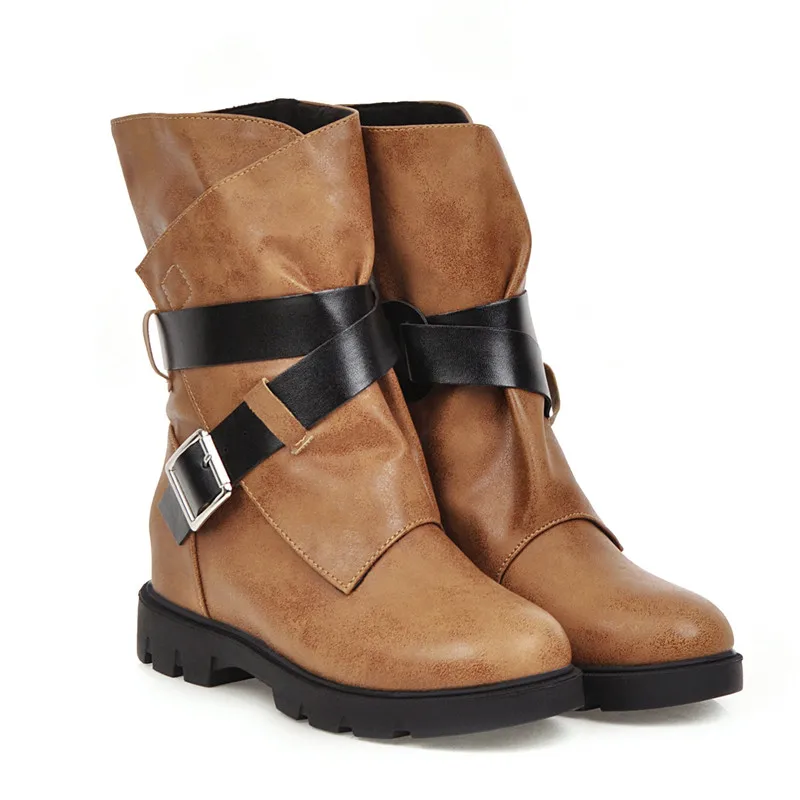 FEDONAS Classic Metal Buckle Women Plus Size Ankle Boots Leather Fashion Short Boots Party Basic Shoes Woman Height Increasing