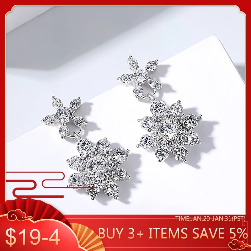 

CodeMonkey Authentic 925 Sterling Silver Flower Pentagram Drop Earrings For Women Sonw Silver Earrings Fashion Jewelry E132