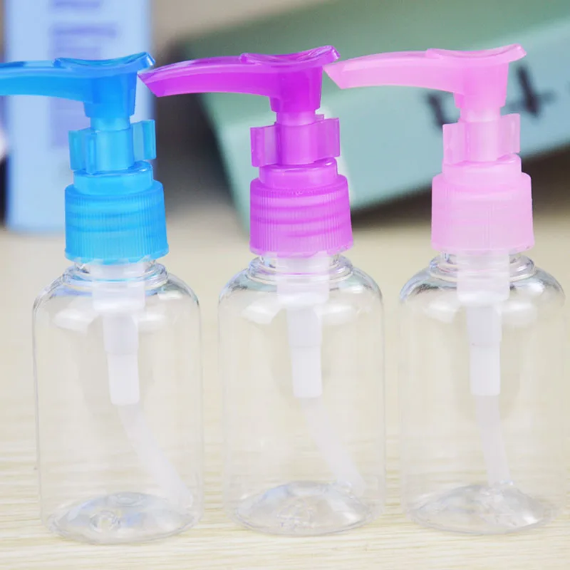 

5pcs 50ml 75ml 100ml Plastic PET Clear Press Pump Spray Lotion Bottles Cosmetic Sample Containers Travel Liquid Cream Fill Vials