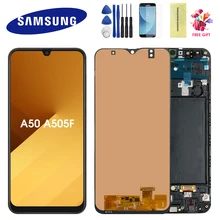 Digitalizador touchscreen para samsung galaxy, display lcd para substituição com moldura para galaxy a5 2019 a505f/ds a505fd