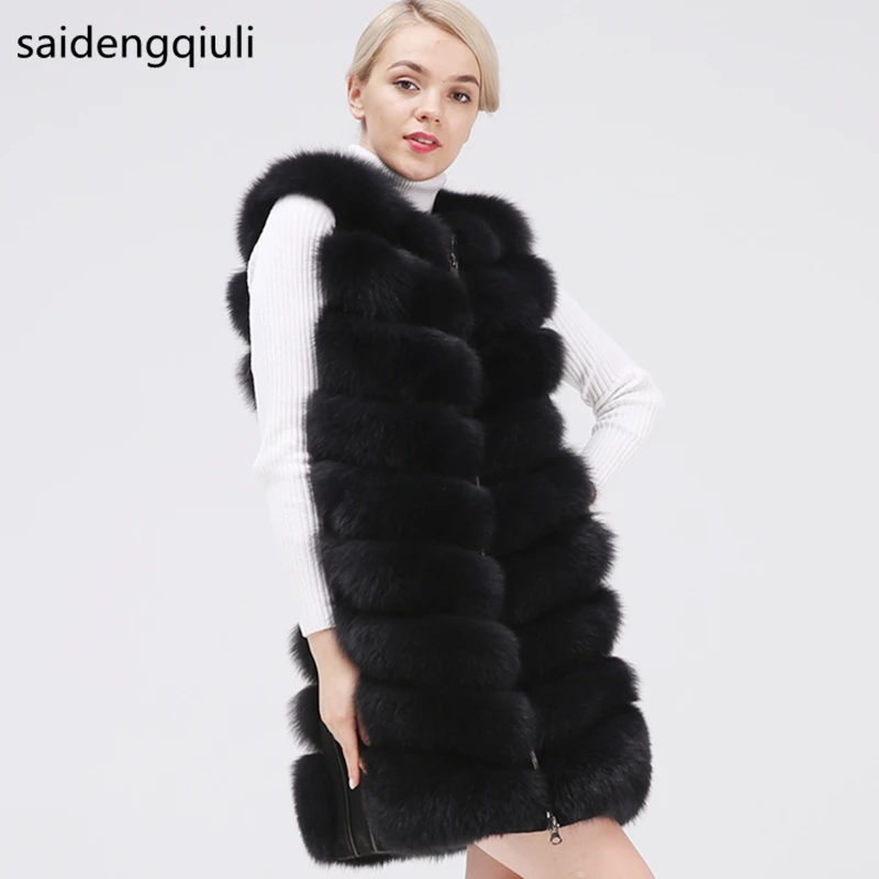 

Real Fox Fur Jacket Natural Fur Coats Vest Real 2019 new style Long Coat Winter Warm Coat Natural fur coat Real Fox Fur Vest