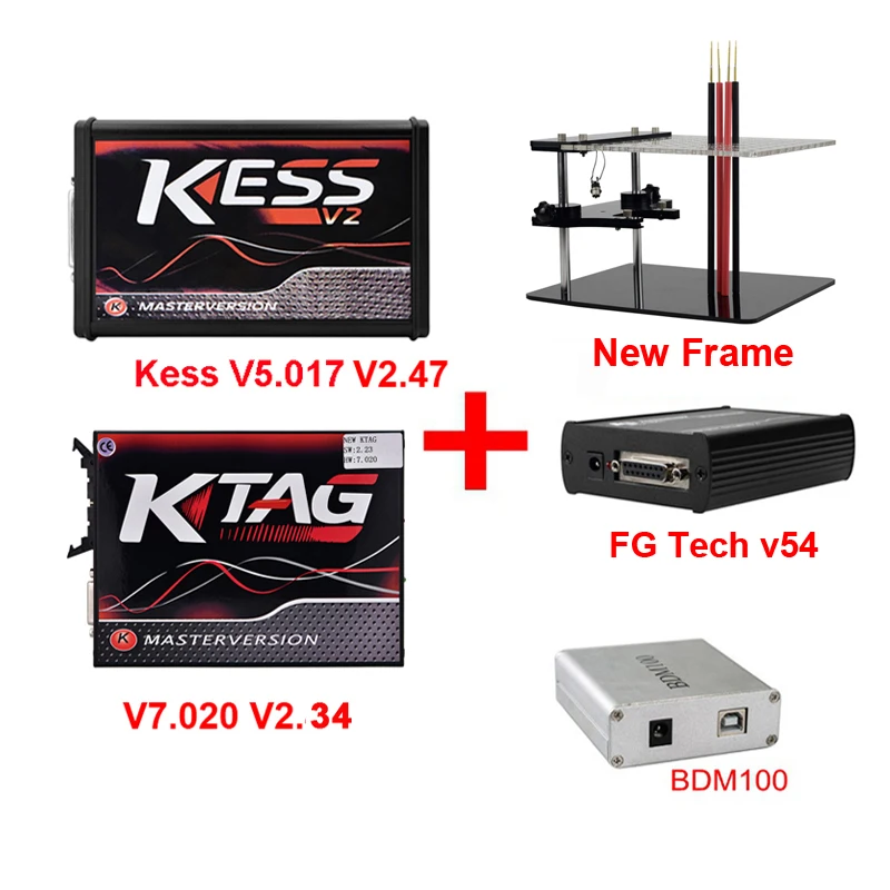Новейший Kess V2 V2.47 V5.017+ K-TAG v2.34 v7.020 K тег ECU программист+ FGTECH Galletto 4 Мастер v54+ новая BDM Рамка+ BDM 100