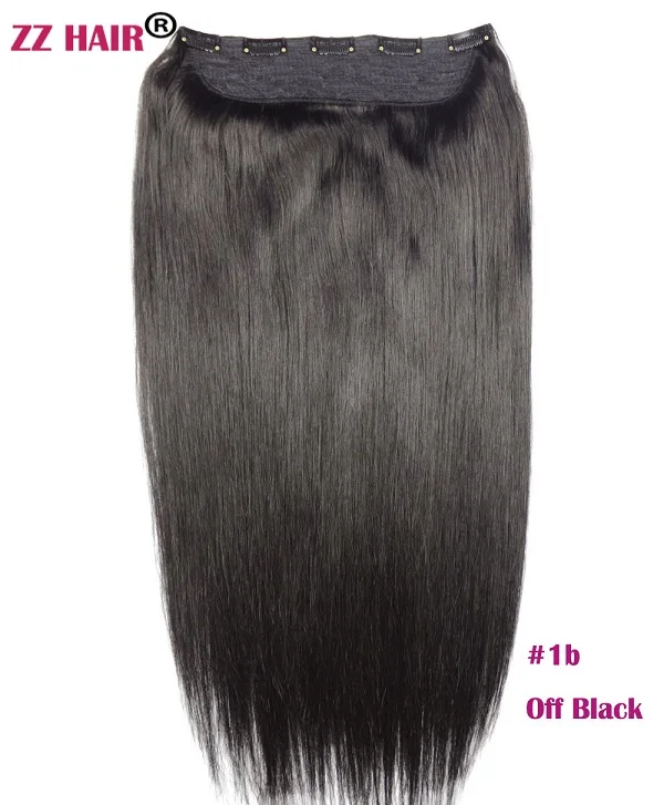 ZZHAIR 100 г-200 г 1"-28" Искусственные волосы одинаковой направленности волос один кусок набор 5 зажимов в человеческие волосы для наращивания 1 шт Натуральные Прямые - Цвет: # 1B