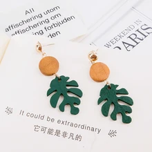 

1 Pair Korean pop retro wood leaves earrings Female fish bone no ear ear clips Geometric simple ear jewelry wholesale
