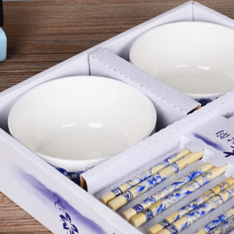 4 шт./компл. мода Китай Qinghua комплект фарфоровых тарелок для Taleware домашние кухонные миски с палочками для еды