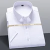 Men Summer Short Sleeve Shirt Stretch Striped Dress Shirts Slim Fit Formal Business Wrinkle Resistant Thin Cool Casual Shirts 3