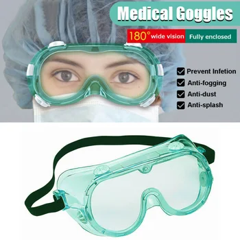 

Adult Laboratory Safety Glasses Anti-splash Goggles Anti-fog PC Clear Lens Total Transmission