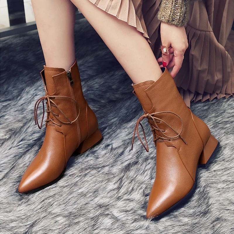 

Women's Elegant Ankle Boots Fashion Zipper Pointed Toe Pumps High Heel Ladies Casual Shoes Winter Short Plush Women Boots