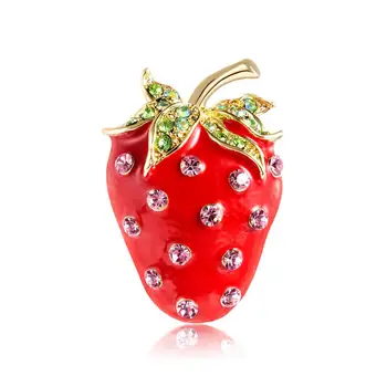 

3pcs/lot Delicate cute Strawberry fruit Enamel Brooches 2019 Women Men's Weddings plant cartoon Brooch Pins best Christmas gift