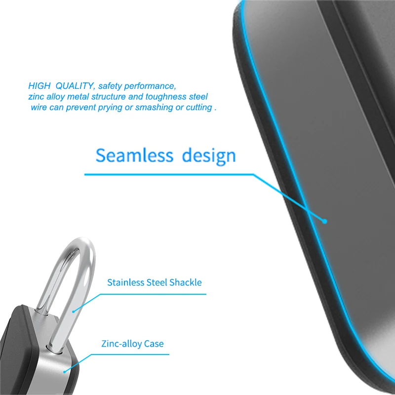 Fipilock Smart Fingerprint Lock Keyless USB Rechargeable Access IP65 Waterproof Anti-Theft Security Padlock Door Luggage Lock