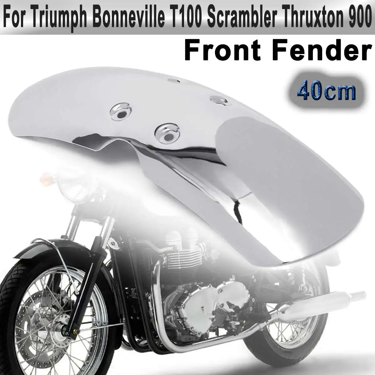 

Black/ Chrome Silver 40cm Metal Motorcycle Front Fender-Mudguard For Triumph Bonneville T100 Scrambler Thruxton 900