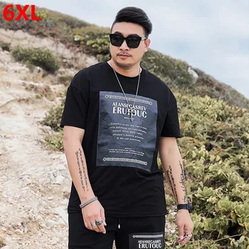 

Spring and summer new large size men's short-sleeved T-shirt man plus size loose was thin round neck half sleeve 6XL 4XL