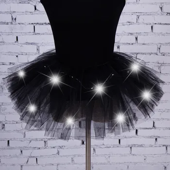 

Summer Fashion Skirt Women 5 layers Mesh Tulle Skirt Princess Skirt With LED Small Bulb Skirt free shipping 1.9