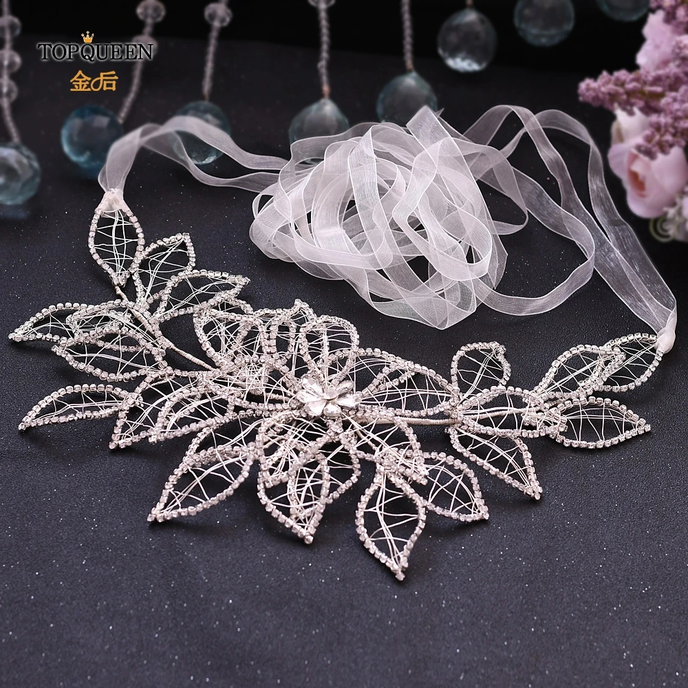TOPQUEEN SH256-S, пояс для невесты, серебряный, черный, стразы, пояс для свадьбы, для женщин, платье, лента, пояс, стразы, аппликации - Цвет: Ivory organza