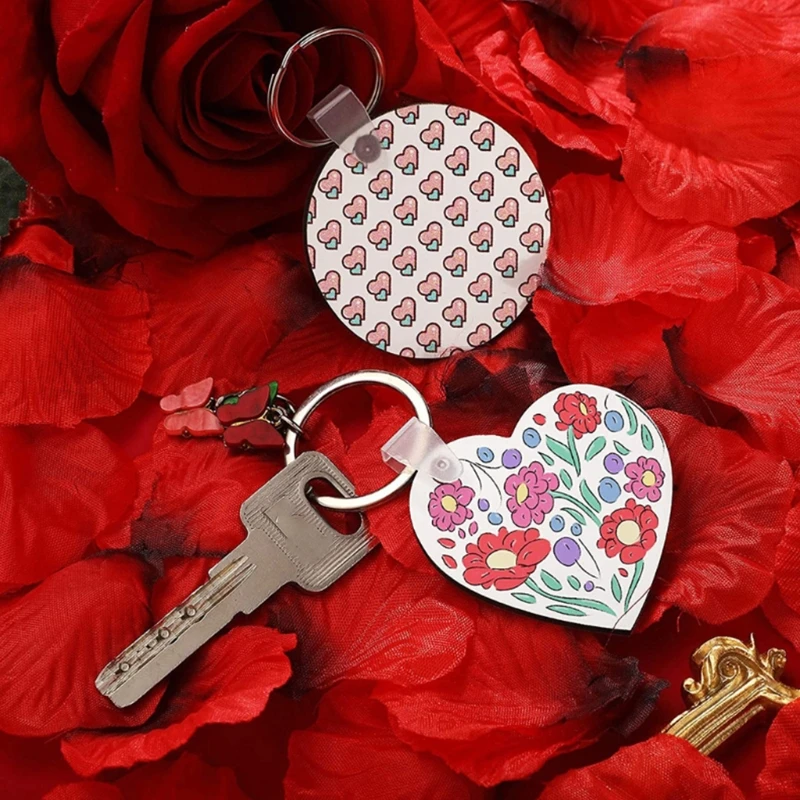 24 Pcs Sublimation Blank Keychain Round Heat Transfer Keychain