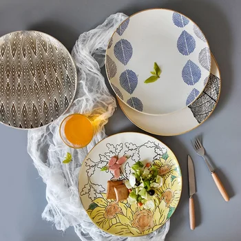 

Ceramic Plate Dinnerware Gold Plate Soup Creative Floral Plate Dinner Sets Dinnerware Plate Sunshine And Clouds CNE800F 3