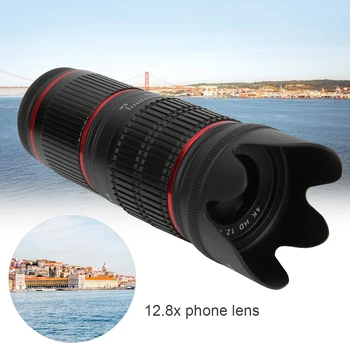 

fotografia 5 in 1 Lens Kit 12.8X Mobile Phone Telephoto Lens+Wide Angle+Fisheye+Macro Lens for Game Watching Scenery