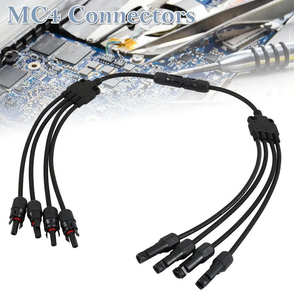 

1 Pair MC4 Solar Style Y Branch Adapter Connectors 1 to 4 Male and Female Panel Cable Photovoltaic Connector Adapter