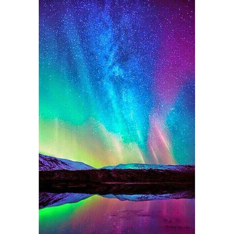 

LZAIQIZG Diamond Embroidery Colorful Aurora 5D DIY Diamond Painting Full Square Diamond Mosaic Picture Of Rhinestones Home Decor