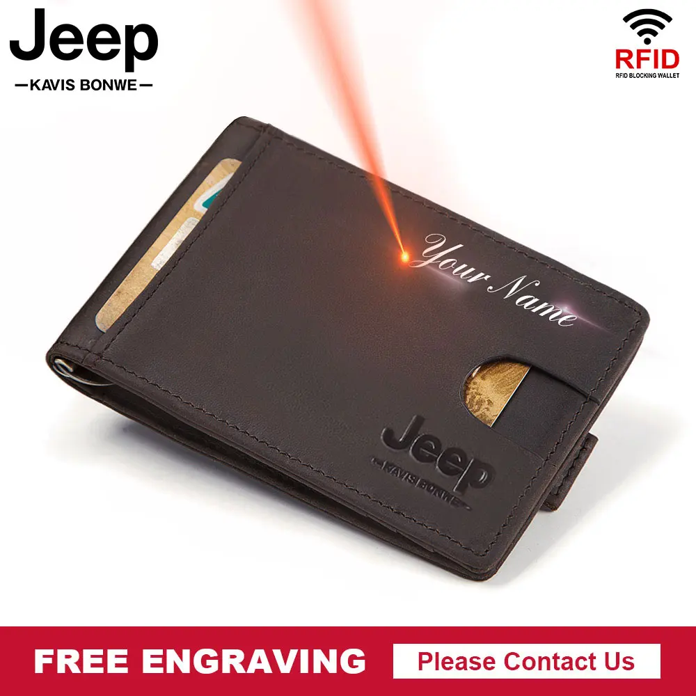 

Famous Brand Men Bifold Business Leather Money Clips Fashion RFID Male Wallet Mini Cards Wallet Free Engrave 2019 Hot