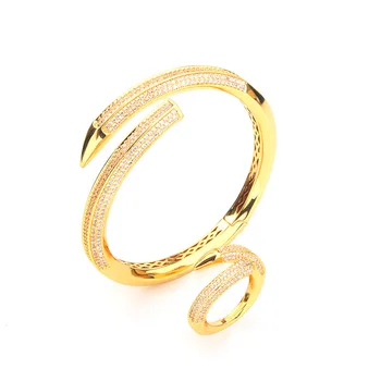 

European and American Fashion Cool Nail Bracelet & Ring Set All-match Women's Open Bracelet