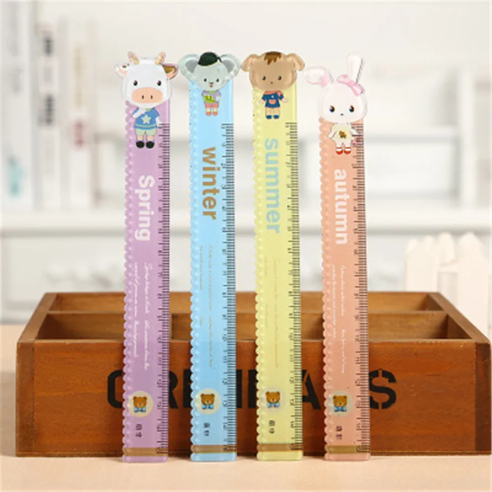 1PCS Creative Cartoon Animal Rabbit Ruler Wavy Line Cute Student Plastic Ruler Kids Gifts School Office Supplies 15cm