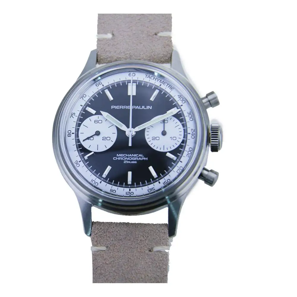 MERKUR FOD Pierre Paulin Seagull movement 1963 Chronograph Mechanical mens Pilot watch Swan Neck Miliary Pilot B-uhr Flieger afbeelding