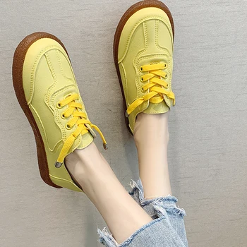 

Women Flat Platform Sneakers Vulcanized Lace Up Woman Ladies Classic Solid Female Sewing Round Toe Comfortable Footwear 2020