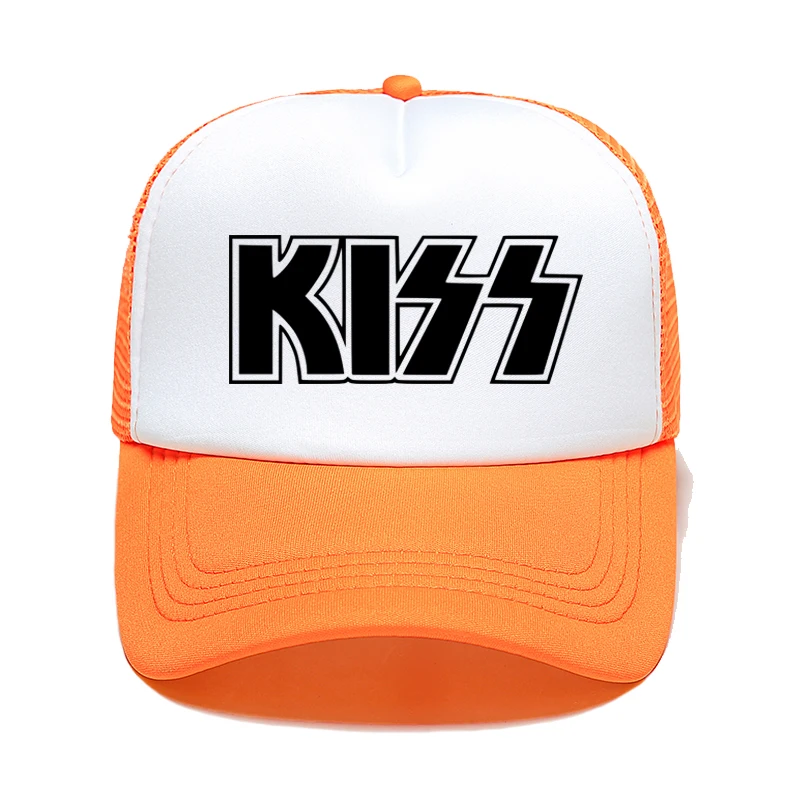 Горячая Kiss Band кепки для мужчин и женщин Рок кепки прохладное лето бейсбольные кепки Горячая рок музыка черная сетка шляпа