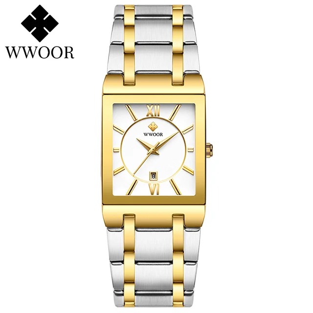 Relogio Feminino 2021 WWOOR New Women Watches Top Brand Luxury Blue Women's Bracelet Square Watch Ladies Dress Quartz WristWatch silver gold