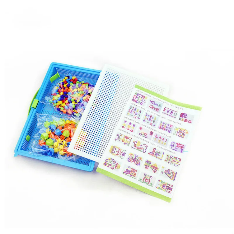 Mushroom Pin Manual Beads Puzzle Large Box 296 Pieces of Board DIY Puzzle Toys Children's Day Gifts Toys for Children Puzzles