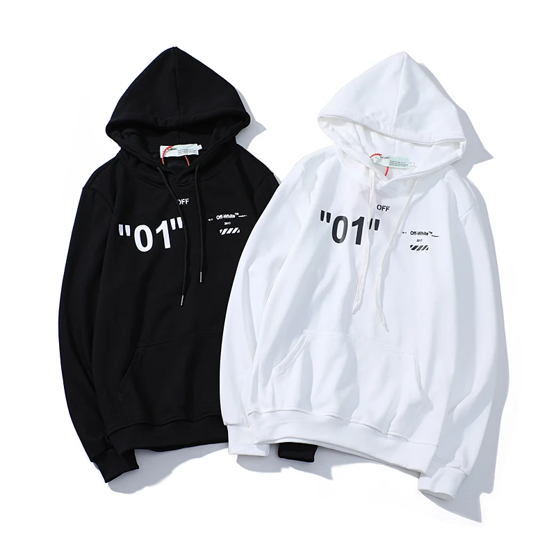 18SS OFF-WHITE OW "01" пара влюбленных моделей мужчин/женщин Осень Зима Хлопок Мода Повседневная Свободная Толстовка с капюшоном куртка