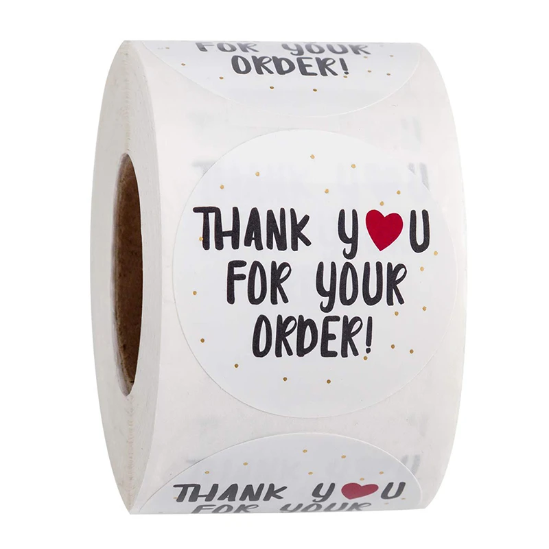 500Pcs Thank You Stickers Hand Made Love Labels Round Heart Business StickeIH7H
