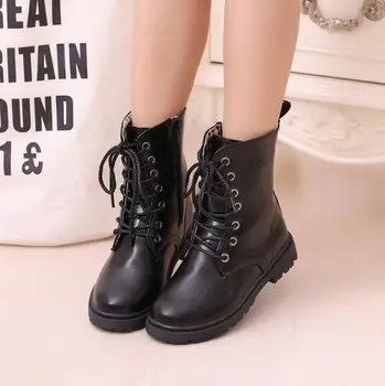 

Girl Winter Martin child warm boots for kids toddler boy snow boots shoe for kids boy boots Fashion Non-slip Leather black