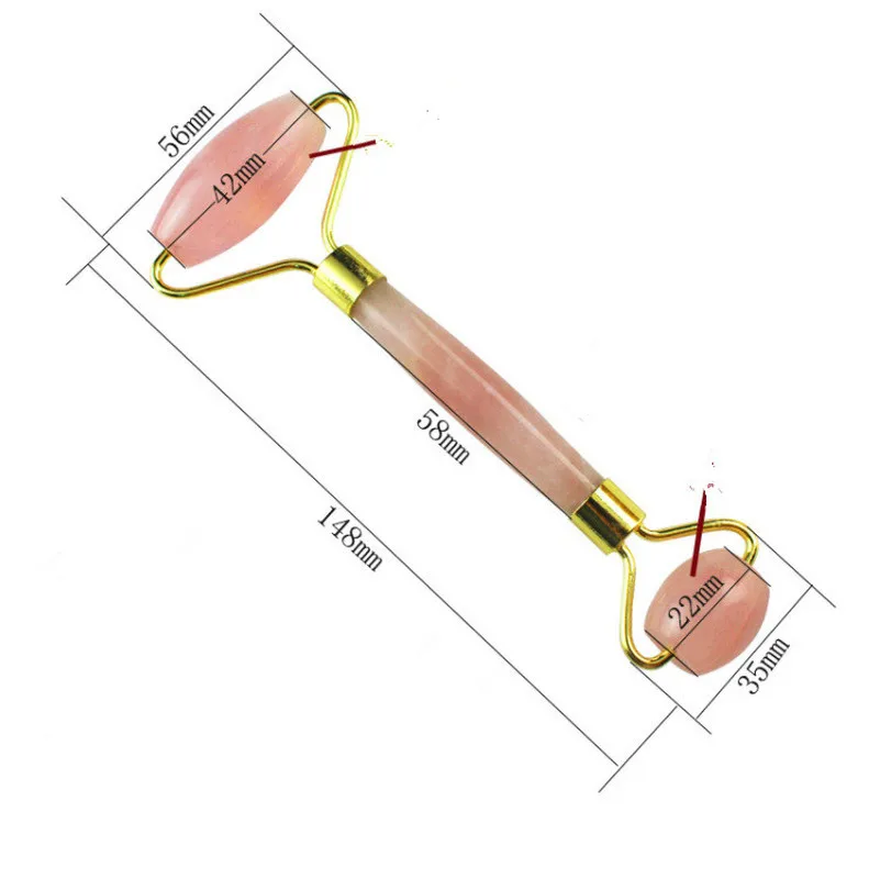 Розовый натуральный камень хрустальный роликовый для похудения Массажер для лица лифтинг инструмент нефритовый роллер для массажа лица камень массаж кожи уход за кожей