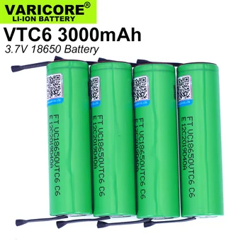 

1PCS VariCore VTC6 3.7V 3000mAh 18650 Li-ion Battery 30A Discharge for US18650VTC6 Tools e-cigarette batteries+DIY Nickel sheets