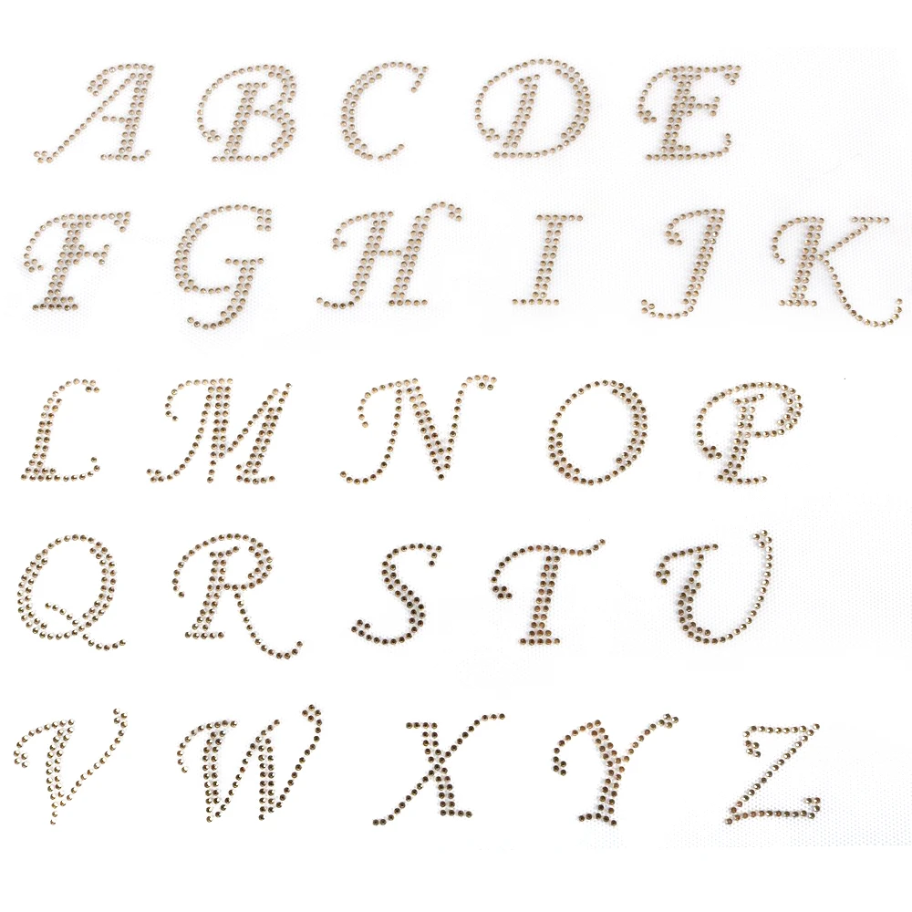 Initial Letters A Z Alphabet 1pc Hotfix Rhinestone Diy English Letter Mixed Rhinestones Transfer Design Iron On Rhinestones Aliexpress