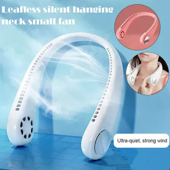 

Outdoor Leafless Fan USB Rechargeable Lazy Hanging Dual Cooling Fan Mini Portable Pocket Fans Quiet Hanging Neck Fan I88