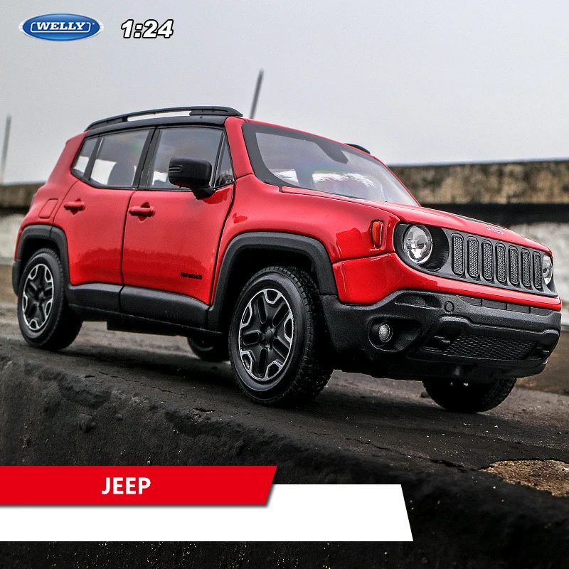 JEEP WELLY 1:24 Jeep Wrangler красный автомобиль модель автомобиля сплав модель автомобиля Моделирование Украшение автомобиля коллекция Подарочная игрушка Литье под давлением модель мальчика - Цвет: JEEP